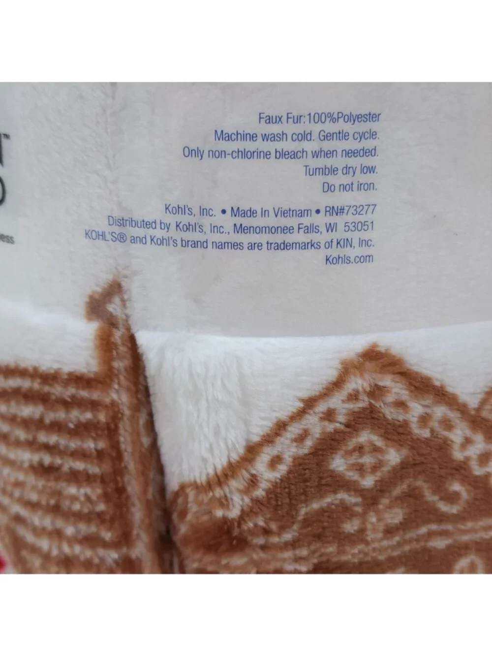 The Big One Oversized Plush Throw Blanket Holiday Design 5' x 6' Tawny Brown